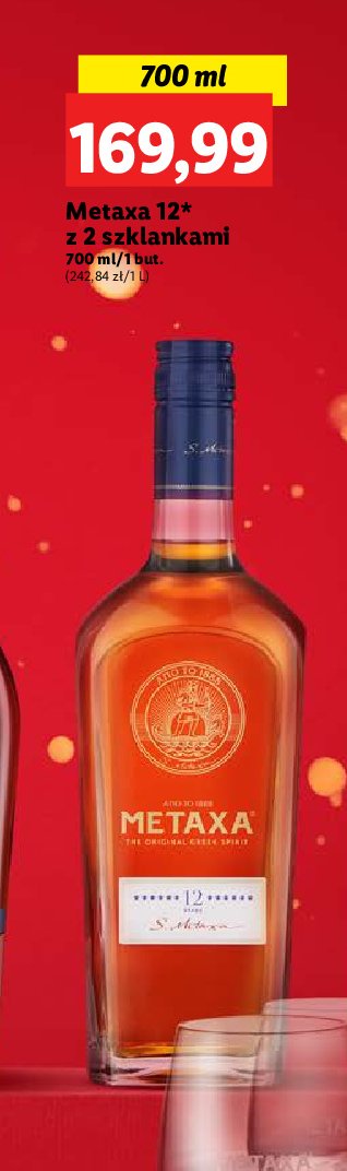 Brandy kartonik + 2 szklanki METAXA 12* promocja w Lidl