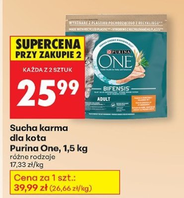 Sucha karma dla kota Purina One, 1,5 kg promocja w Biedronka