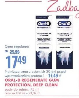 Pasta do zębów regeneracja szkliwa Oral-b professional promocja