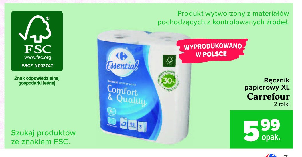 Ręczniki papierowe xl Carrefour essential promocja