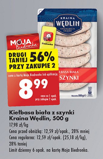 Kiełbasa biała z szynki Kraina wędlin promocja