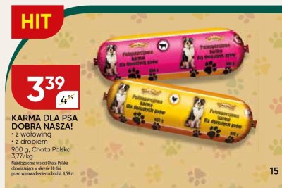 Karma dla psa Dobra Nasza Chata Polska 2 wołowina + 2 drobiem 900 g promocja w Chata Polska
