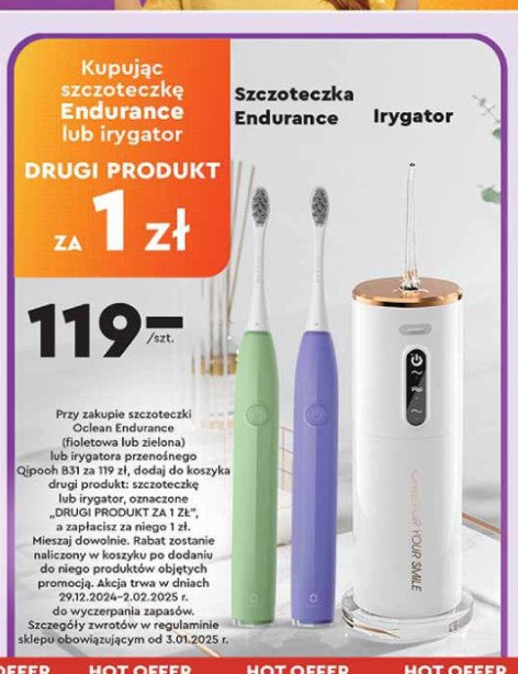 Szczoteczka endurance fioletowa Oclean promocja w Biedronka