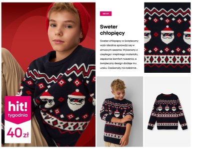 Sweter chłopięcy świąteczny wzór Pepco promocja