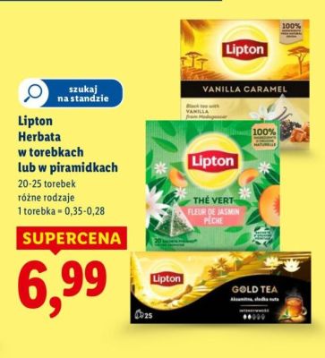 Herbata Lipton w piramidkach różne rodzaje promocja w Lidl