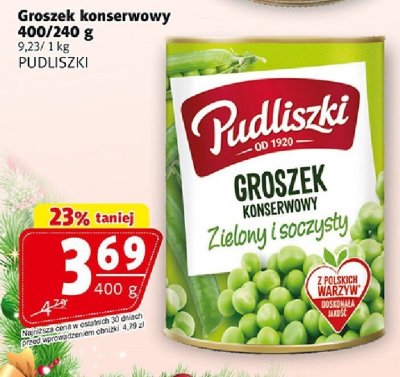 Groszek konserwowy zielony łsoczysty Pudliszki promocja w Prim Market