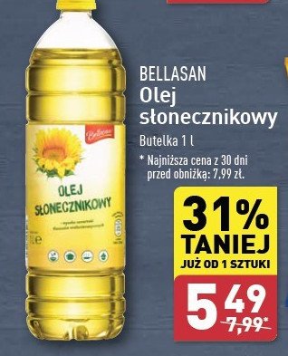 Olej słonecznikowy Bellasan promocja w Aldi