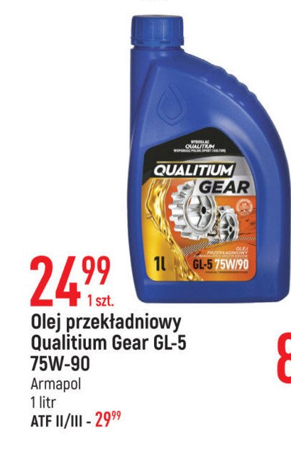 Olej przek艂adniowy gl-5 75w90 Qualitium gear promocja