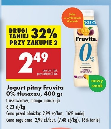 Jogurt pitny mango marakuja Fruvita promocja w Biedronka