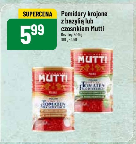 Pomidory drobno krojone polpa z czosnkiem Mutti promocja