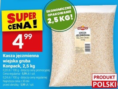 Kasza jęczmienna wiejska gruba Konpack, 2,5 kg promocja w Twój Market