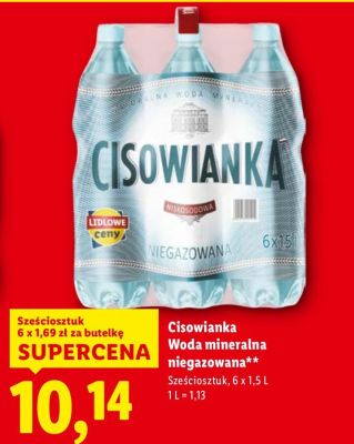 Woda mineralna niegazowana Cisowianka promocja w Lidl