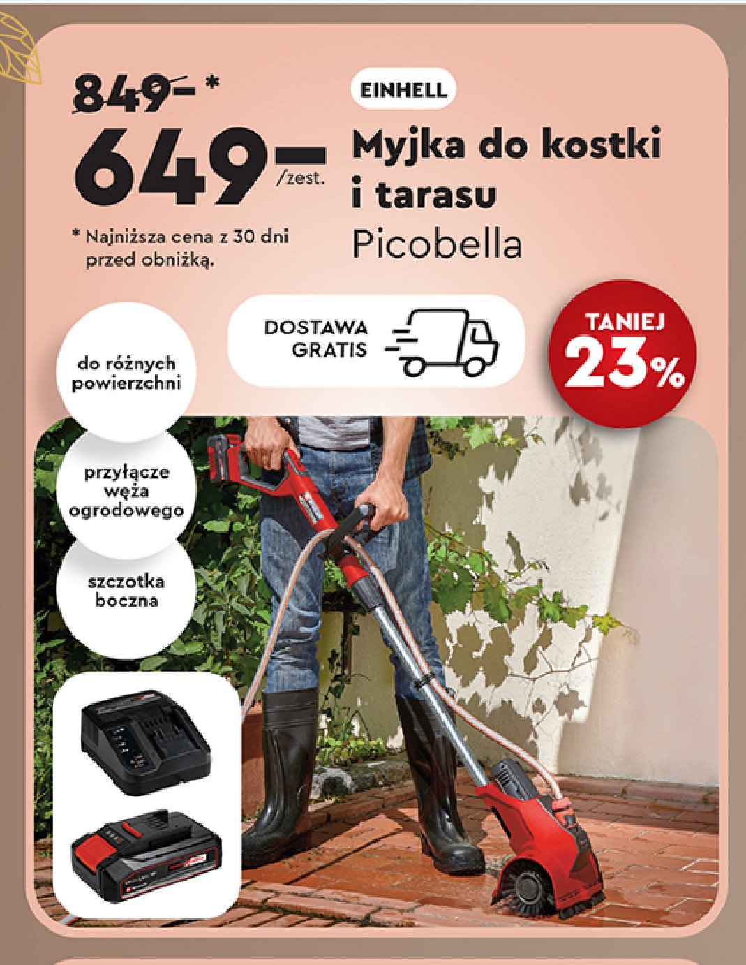 Myjka do kostki i tarasu picobella Einhell promocja