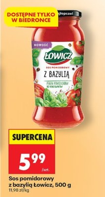 Sos pomidorowy z bazylią Łowicz, 500 g promocja w Biedronka