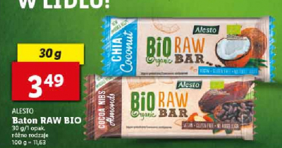 Baton ziarna kakaowca i migdały Alesto promocja w Biedronka