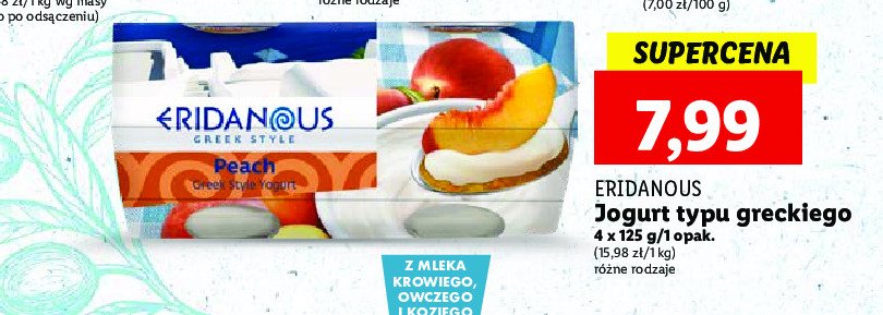 Jogurt grecki z brzoskwiniami Eridanous promocja