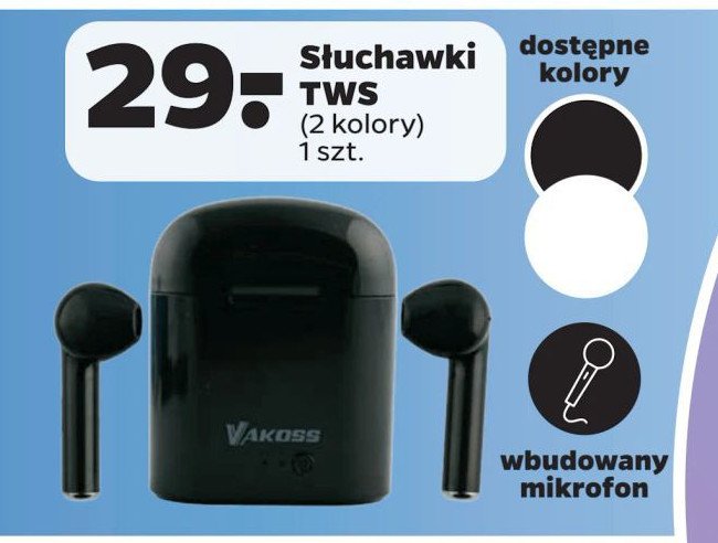 Słuchawki douszne tws Vakoss promocja