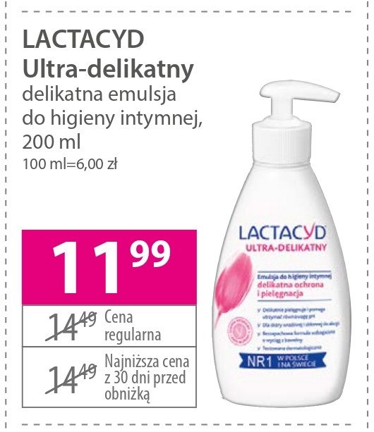 Żel do higieny ultra-delikatny Lactacyd pharma promocja
