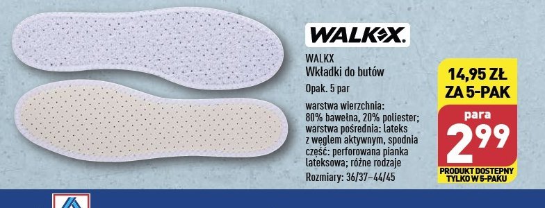 Wkładki do butów 44/45 Walkx promocja