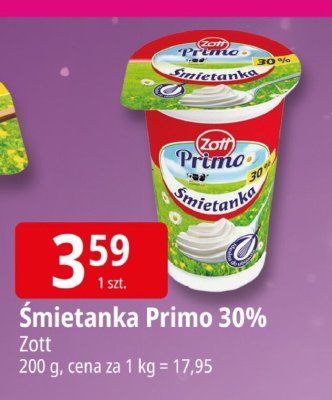 Śmietanka Primo 30% Zott promocja w Leclerc