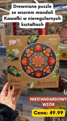 Puzzle drewniane ze wzorem mandali promocja w Kaufland