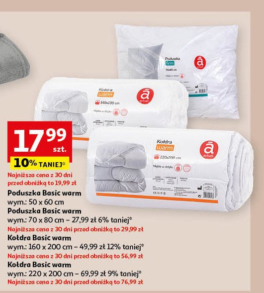Poduszka basic warm 70 x 80 cm Actuel promocja