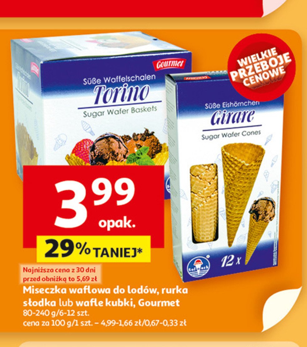 Rożki do lodów giare Gourmet promocja w Auchan