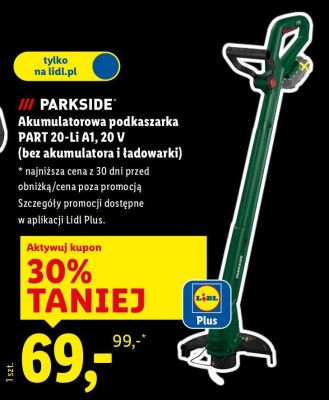 Akumulatorowa podkaszarka PARKSIDE PART 20-Li A1, 20 V (bez akumulatora i ładowarki) promocja w Lidl