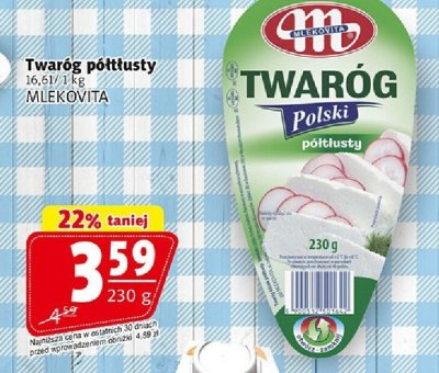 Twaróg półtłusty Mlekovita 230 g promocja w Prim Market