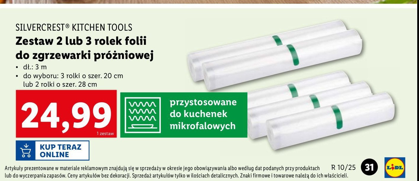 Rolki folii do pakowarki próżniowej Silvercrest promocja w Lidl