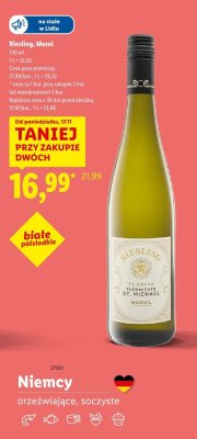Wino Riesling Mosel białe półsłodkie promocja w Lidl
