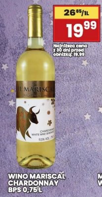 Wino Mariscal Chardonnay BFW 0,75l promocja w Wafelek