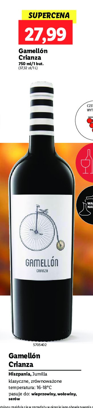 Wino GAMELLON CRIANZA JUMILLA promocja w Lidl