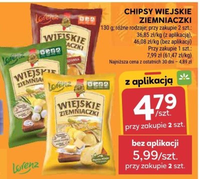 Chipsy wiejskie Ziemniaczki Lorenz, różne rodzaje promocja w Stokrotka