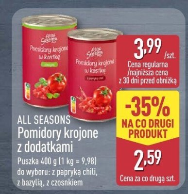 Pomidory krojone z papryką chili promocja w Aldi