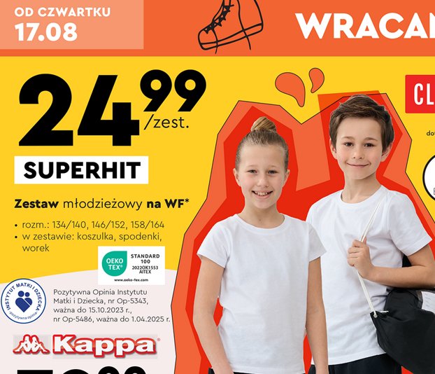 Zestaw m艂odzie偶owy na wf 158-164 Cleve promocja