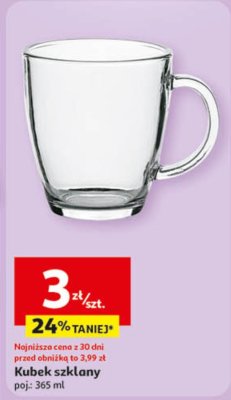 Kubek szklany 365 ml promocja w Auchan