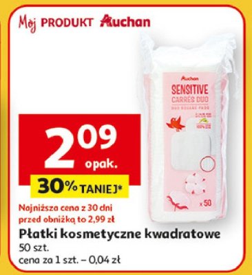 Płatki kosmetyczne sensitive kwadrat Auchan promocja