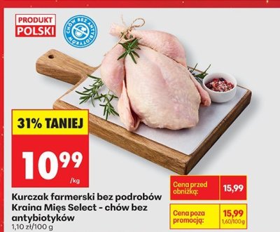 Kurczak farmerski bez podrobów Kraina Mięs Select - chów bez antybiotyków promocja w Biedronka