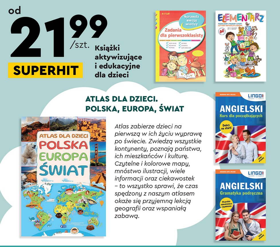 Ilustrowany atlas dla dzieci. polska, europa, świat promocja
