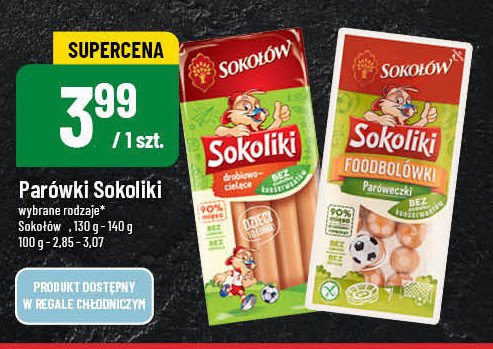 Parówki drobiowo cielęce bez glutenu i laktozy Sokołów sokoliki promocja