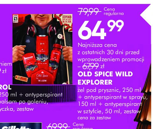Zestaw w pudełku wild explorer: żel pod prysznic 250 ml + antyperspirant 150 ml + antyperspirant w sztyfcie 50 ml Old spice zestaw promocja