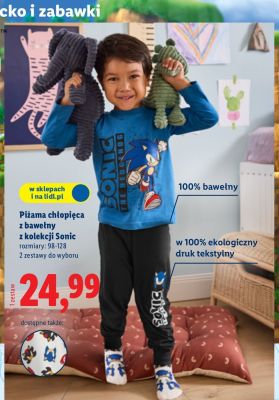 Piżama chłopięca z bawełny z kolekcji Sonic promocja w Lidl