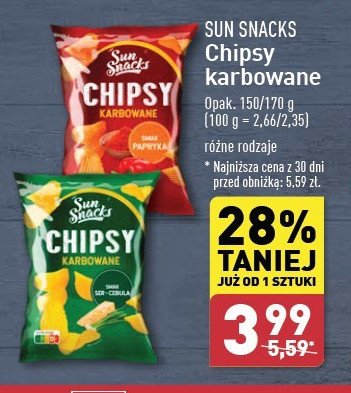 Chipsy karbowane cebula i ser SUN SNACKS promocja