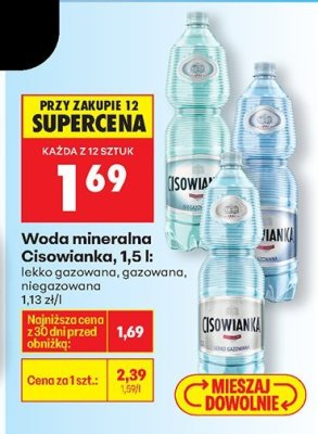 Woda mineralna Cisowianka gazowana promocja w Biedronka