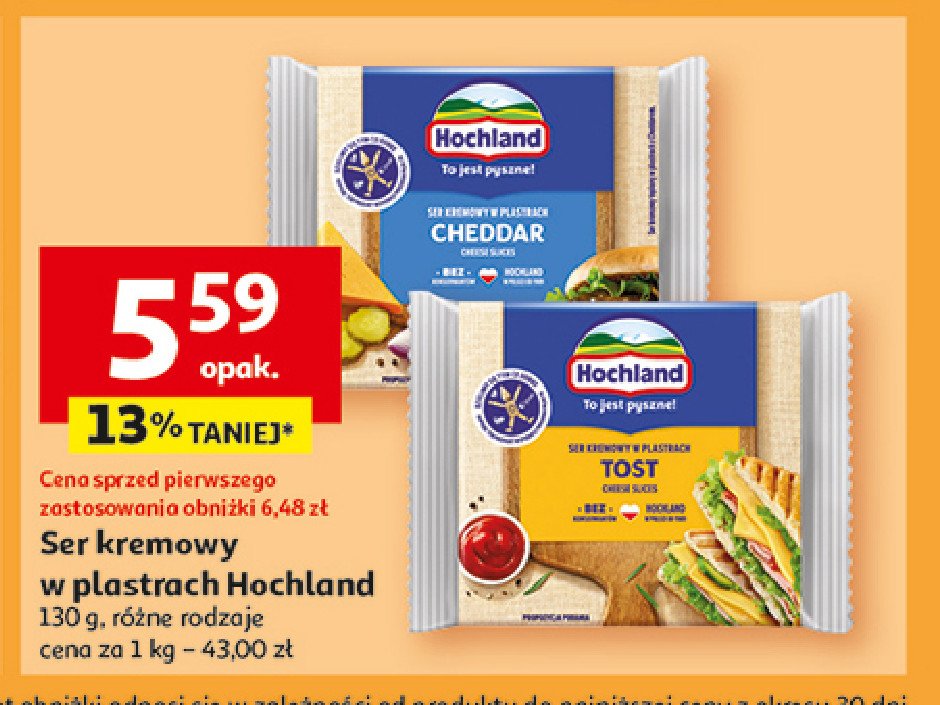 Ser topiony cheddar Hochland promocja w Auchan