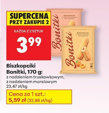 Biszkopciki Bonitki z nadzieniem truskawkowym promocja w Biedronka