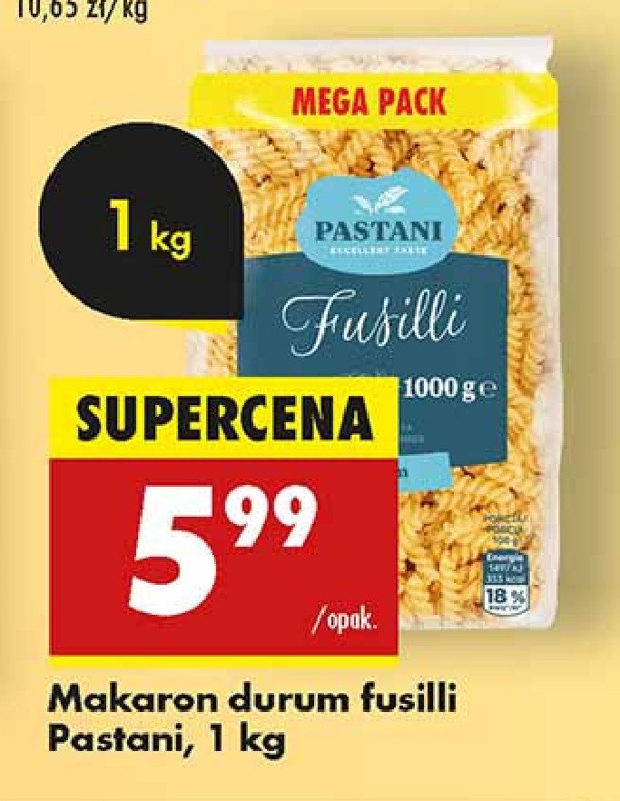 Makaron durum fusilli Pastani promocja