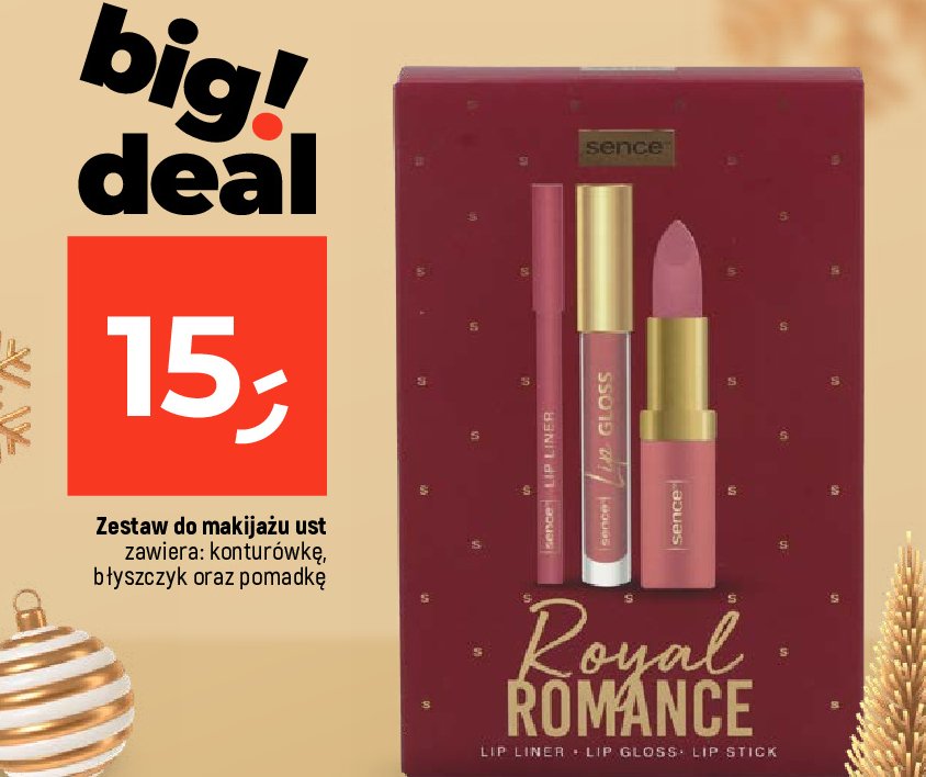 Zestaw w pudełku royal romance: konturówka + błyszczyk + pomadka Sence collection zestaw promocja