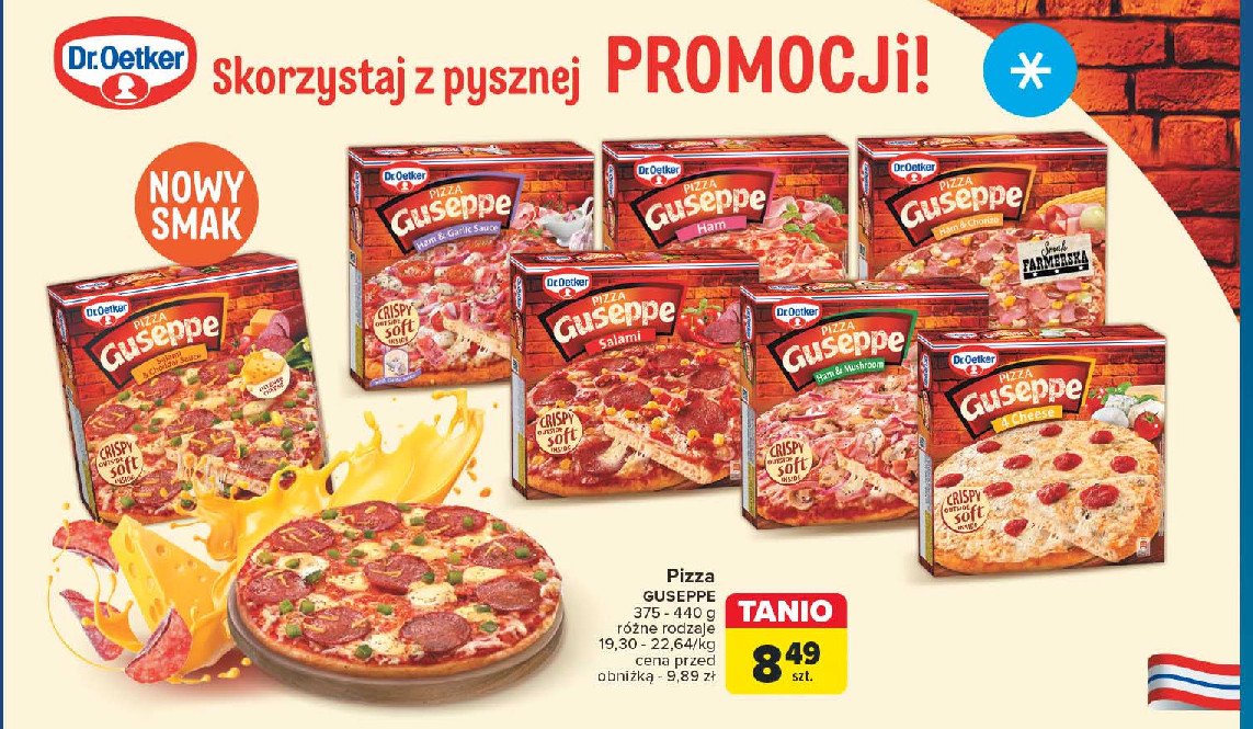 Pizza salami & cheddar sauce Dr. oetker guseppe promocja w Carrefour